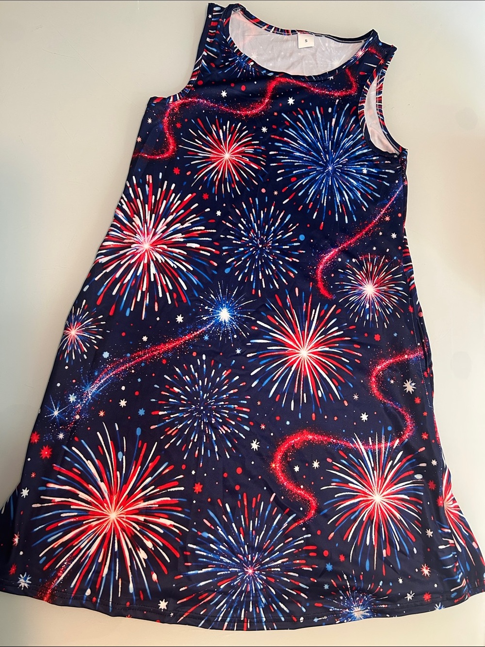 Patriotic Fireworks Tank Dress - Red White Blue